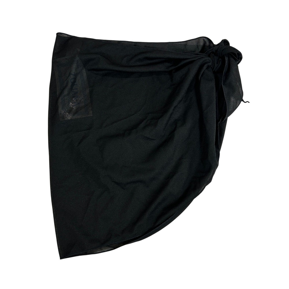 Zuliana Vintage Black Sheer Sarong Wrap Swimwear Cover Up Skirt Made in USA
